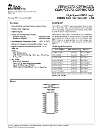 Datasheet CD54HC273F manufacturer TI